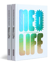 Load image into Gallery viewer, 2 white books with metallic letters that say NeoLife 25 Visions for the Future of Our Species Jane Metcalfe Brian Bergstein