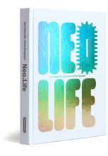 Load image into Gallery viewer, White book with metallic letters that say NeoLife 25 Visions for the Future of Our Species Jane Metcalfe Brian Bergstein